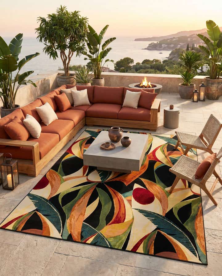 9' x 12' Easy-Clean Botanical Indoor / Outdoor Rug