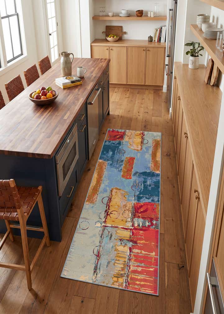 2' 7 x 7' Easy-Clean Modern Indoor / Outdoor Runner Rug
