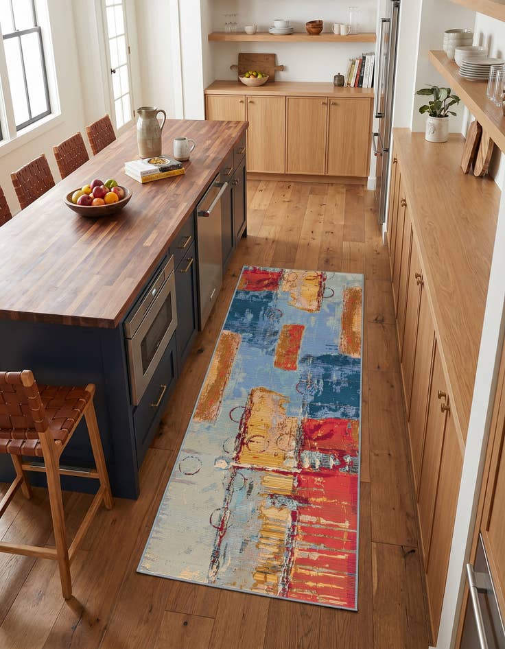 Detail image of 2' 7 x 7' Easy-Clean Modern Indoor / Outdoor Runner Rug