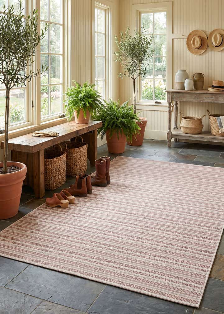 7' 10 x 11' Easy-Clean Striped Indoor / Outdoor Rug