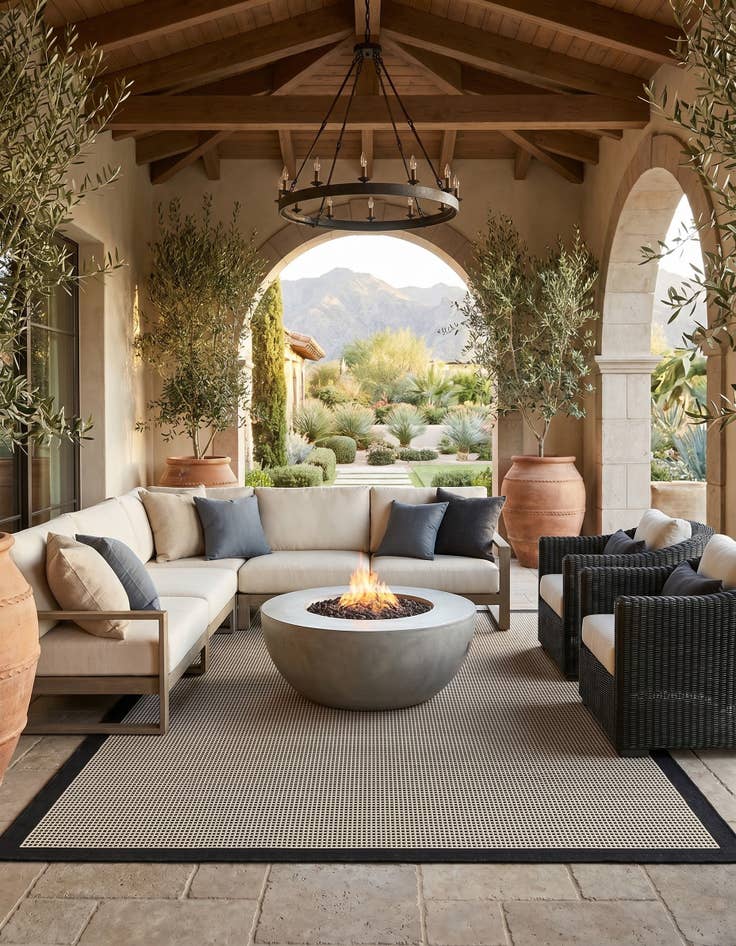 Detail image of 9' x 12' Easy-Clean Border Indoor / Outdoor Rug