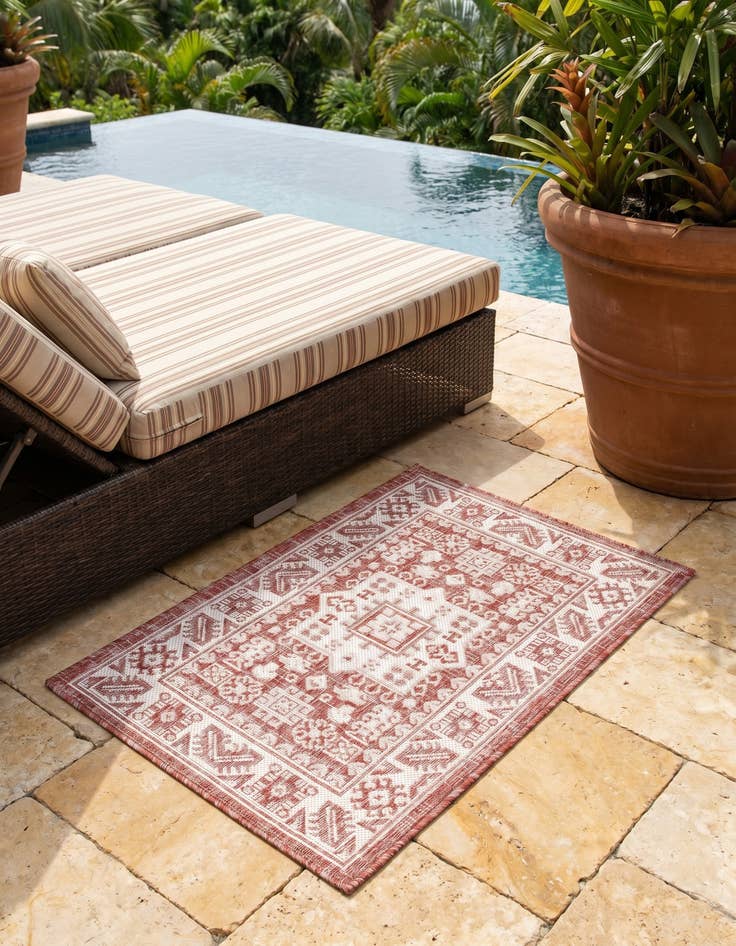 Detail image of 2' x 3' Easy-Clean Aztec Indoor / Outdoor Rug
