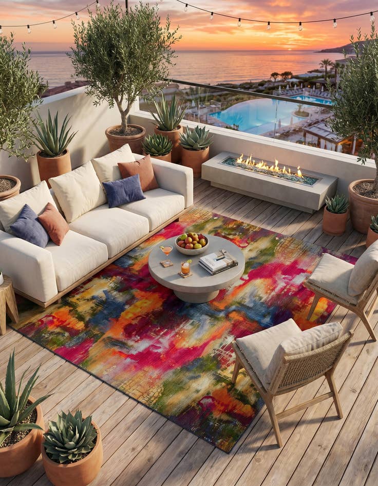 Detail image of 10' x 12' 2 Easy-Clean Modern Indoor / Outdoor Rug