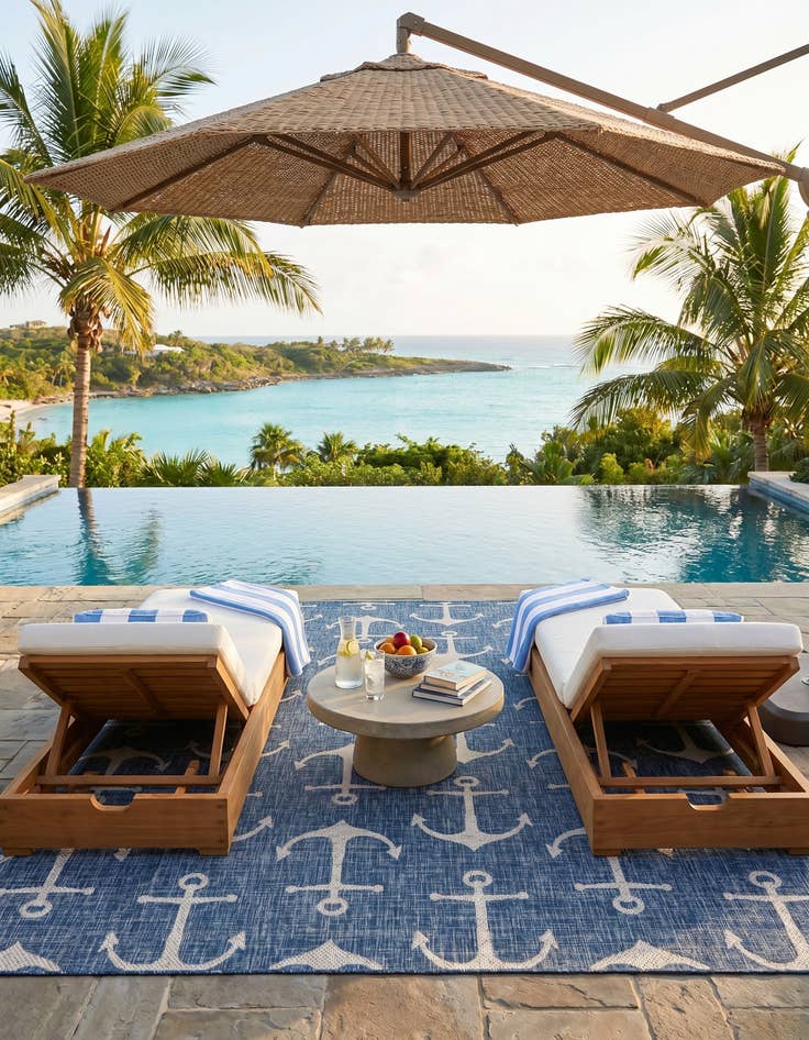 Detail image of 7' 10 x 11' Easy-Clean Coastal Indoor / Outdoor Rug