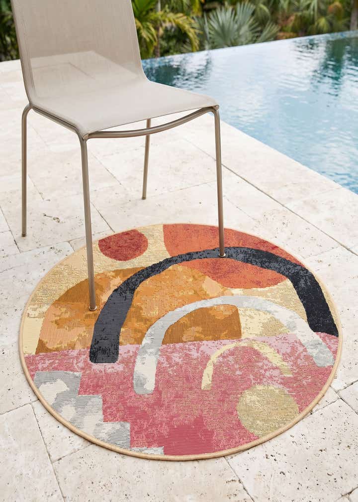 3' x 3' Easy-Clean Modern Indoor / Outdoor Round Rug