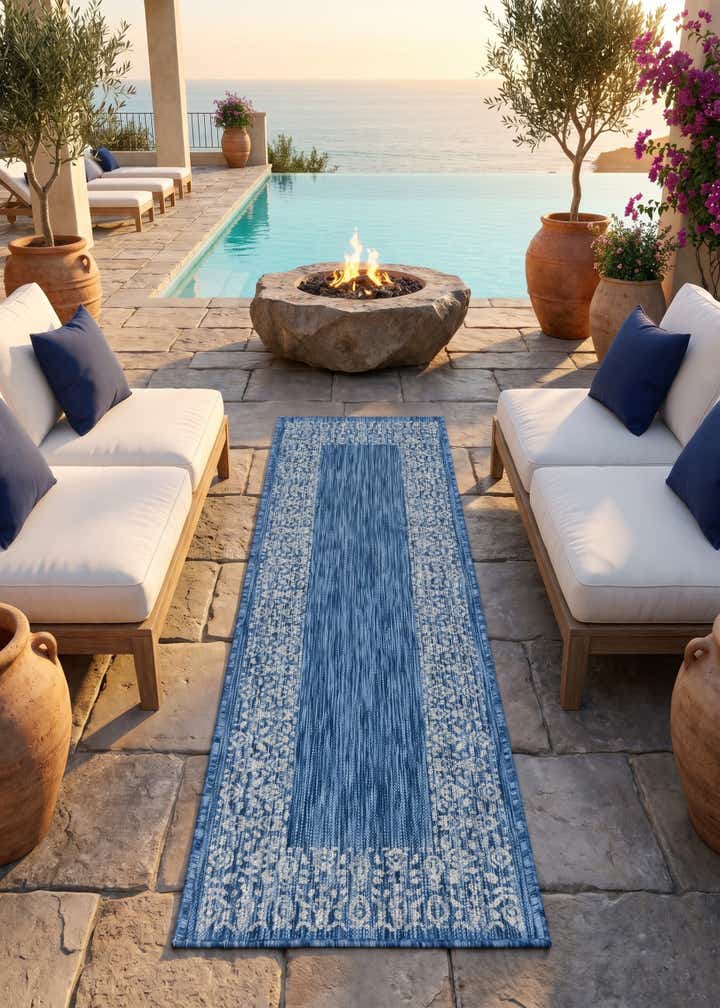 2' x 6' Easy-Clean Border Indoor / Outdoor Runner Rug