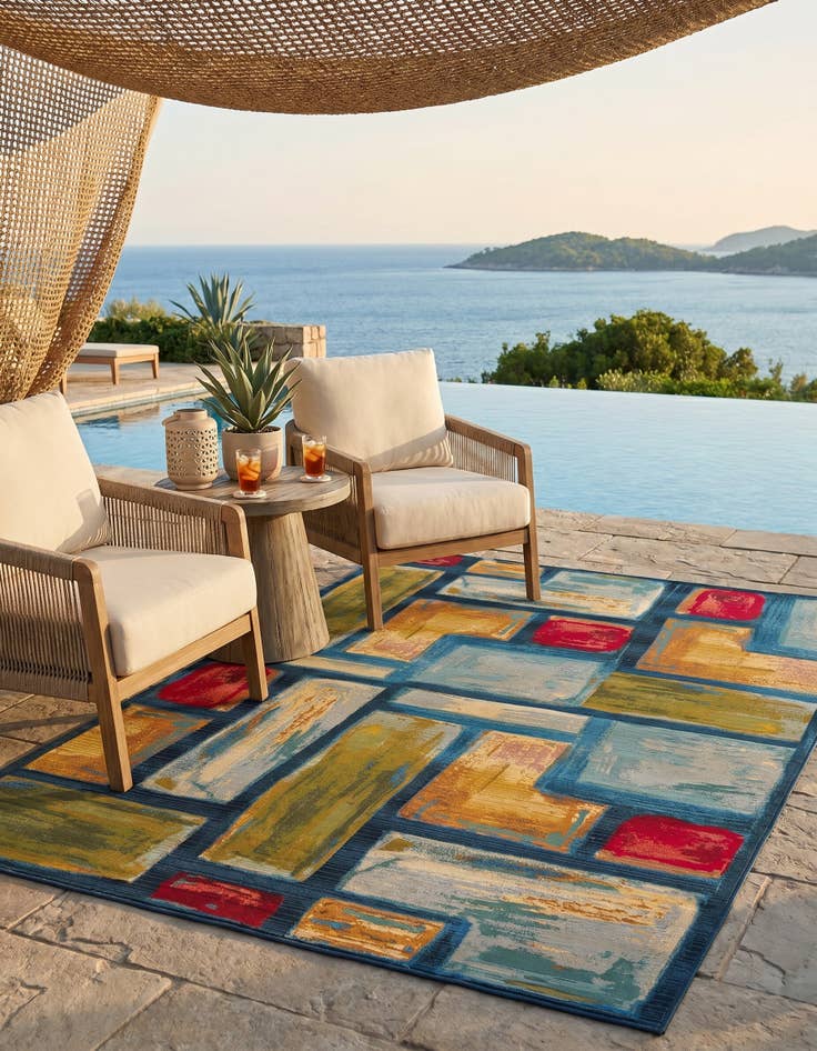 Detail image of 5' 3 x 8' Easy-Clean Modern Indoor / Outdoor Rug