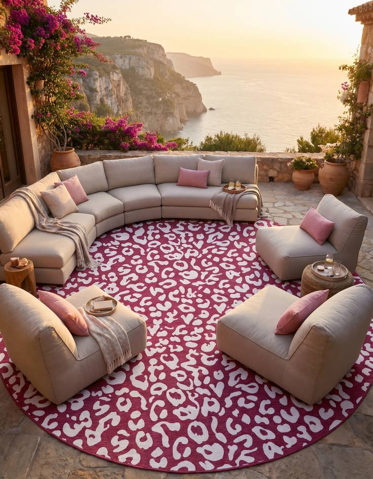 Detail image of 13' x 13' Easy-Clean Safari Indoor / Outdoor Round Rug