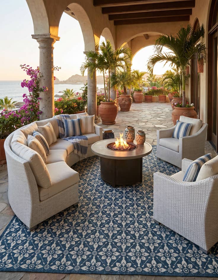 Detail image of 9' x 12' Easy-Clean Trellis Indoor / Outdoor Rug