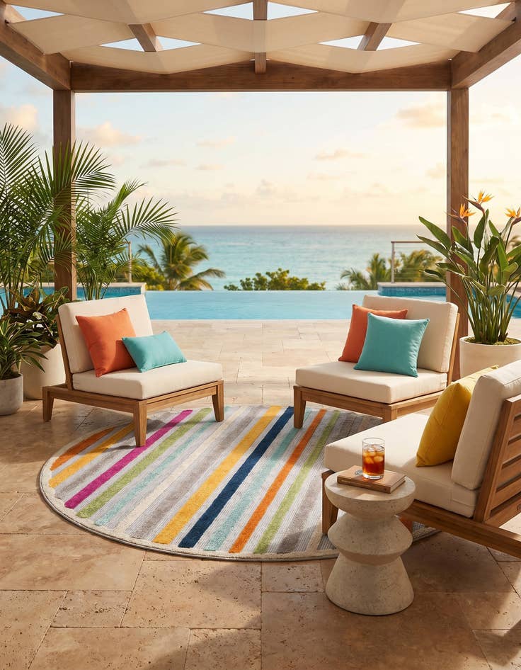 Detail image of 5' 3 x 5' 3 Easy-Clean Aruba Indoor / Outdoor Round Rug