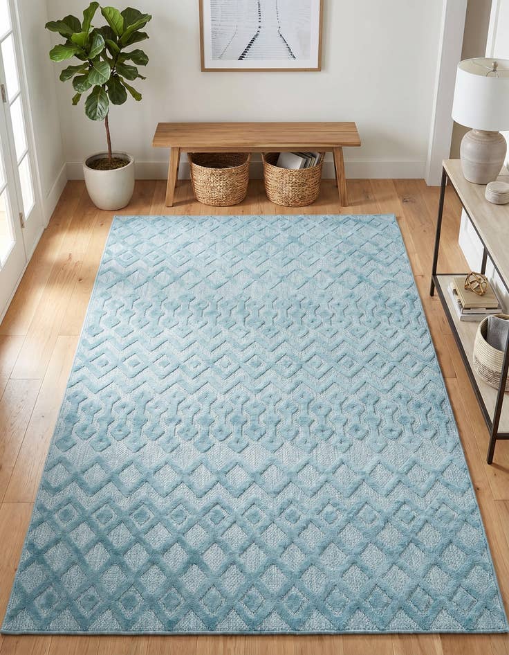 Detail image of 6' x 9' Easy-Clean Trellis Textured Indoor / Outdoor Rug