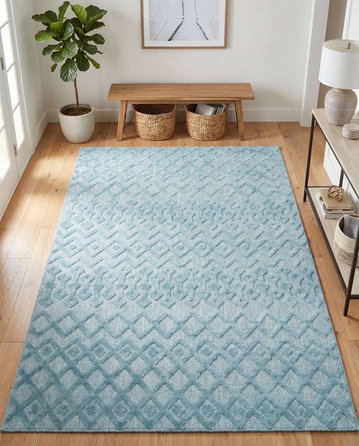 6' x 9' Easy-Clean Trellis Textured Indoor / Outdoor Rug