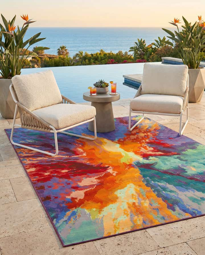 7' 10 x 11' Easy-Clean Modern Indoor / Outdoor Rug