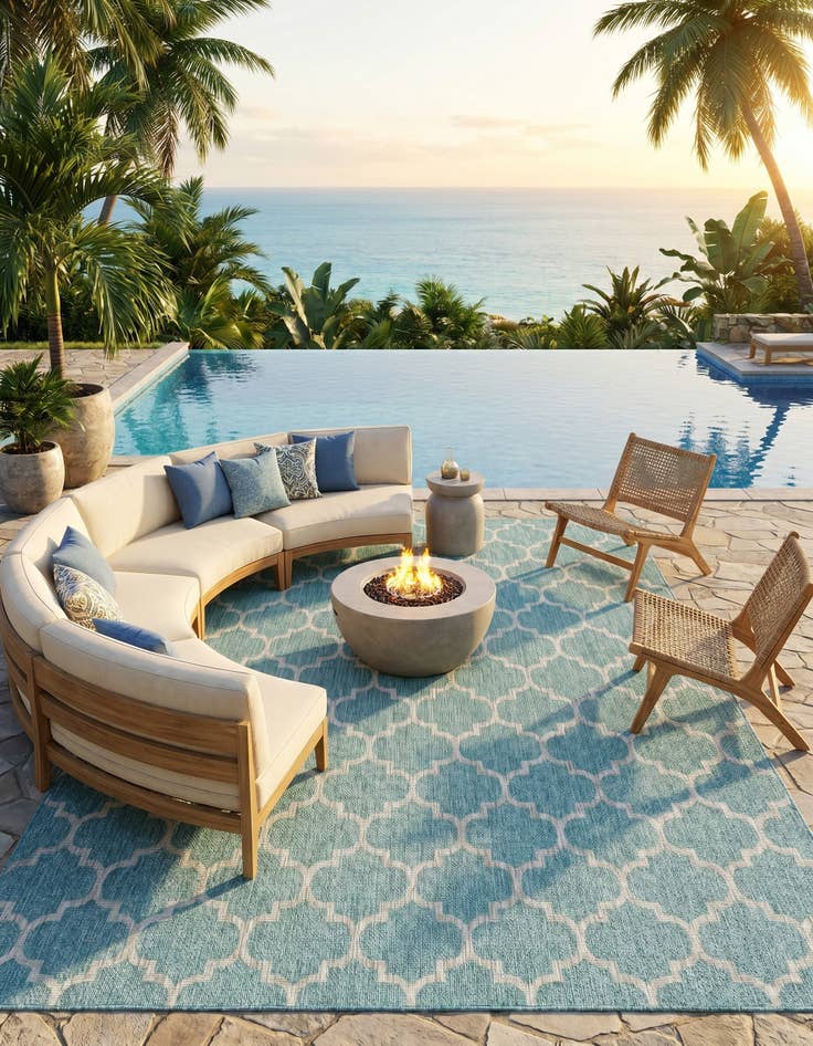 Detail image of 10' x 14' Easy-Clean Lattice Indoor / Outdoor Rug