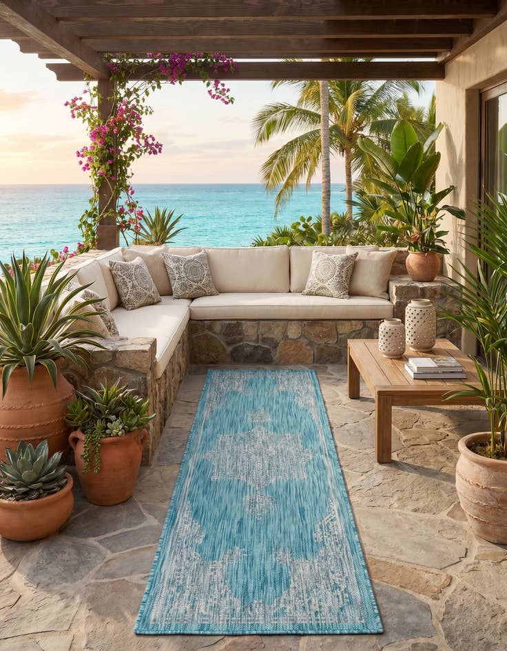 Detail image of 2' x 6' Easy-Clean Traditional Indoor / Outdoor Runner Rug