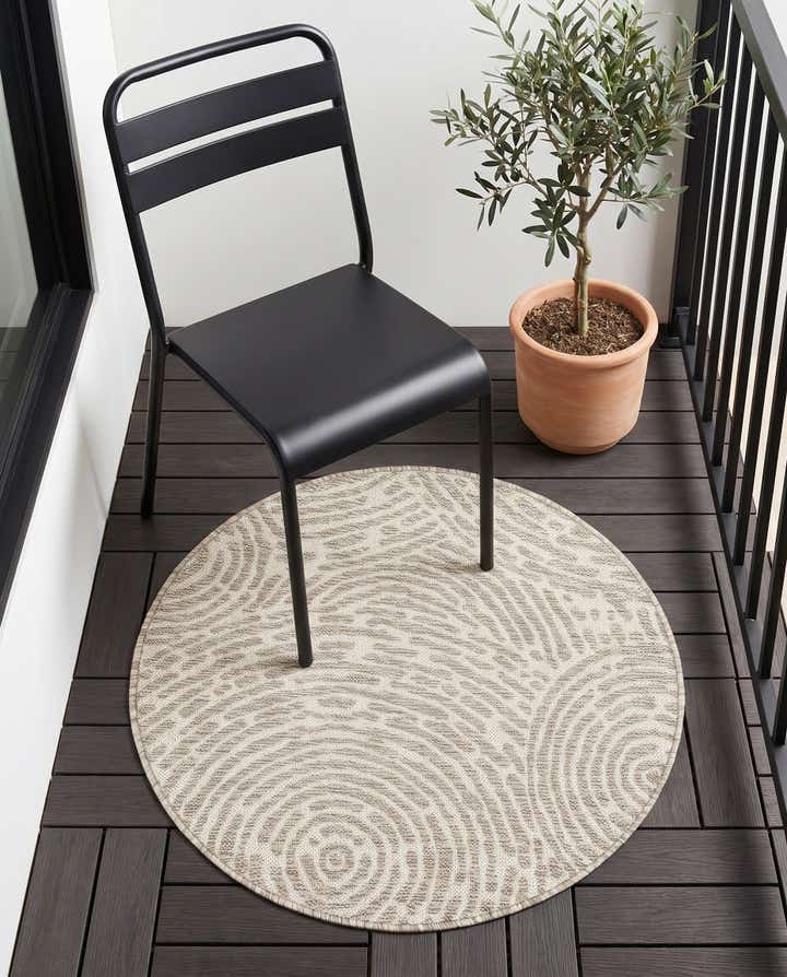 3' x 3' Easy-Clean Modern Indoor / Outdoor Round Rug