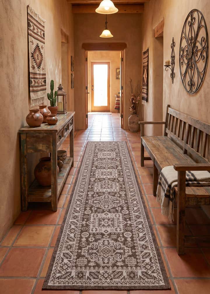 2' 7 x 12' Easy-Clean Aztec Indoor / Outdoor Runner Rug