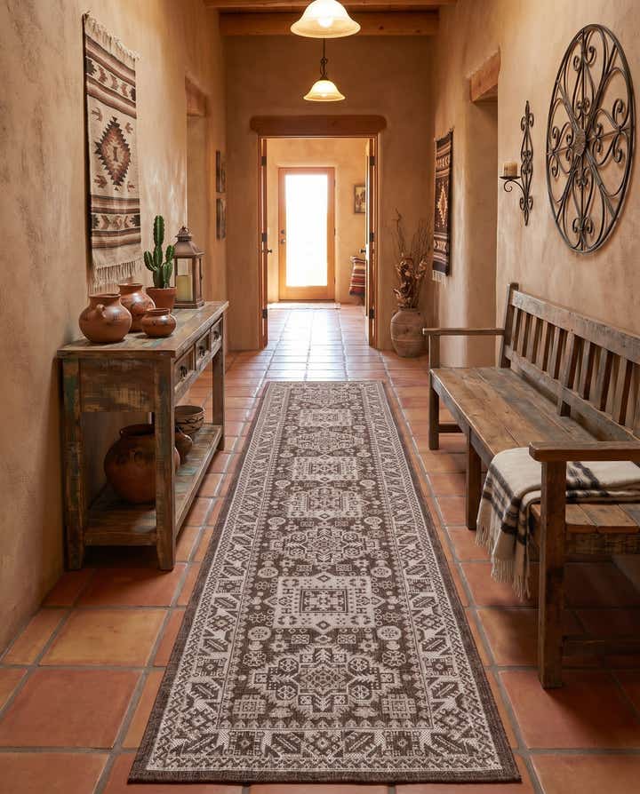 2' 7 x 12' Easy-Clean Aztec Indoor / Outdoor Runner Rug