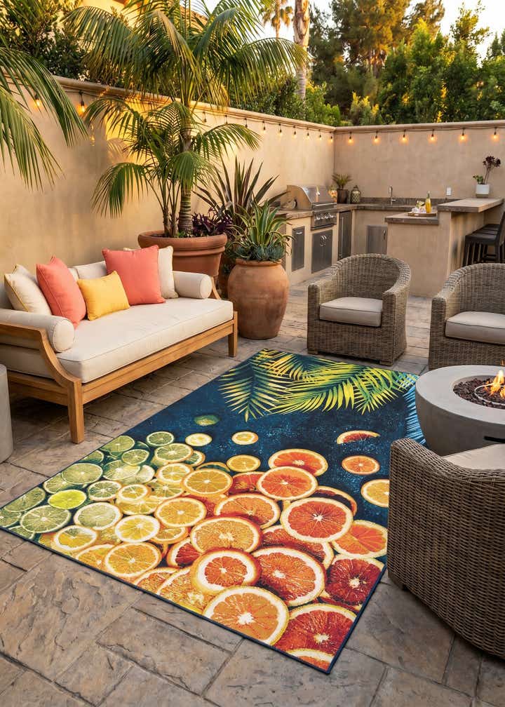 5' 3 x 8' Easy-Clean Coastal Indoor / Outdoor Rug