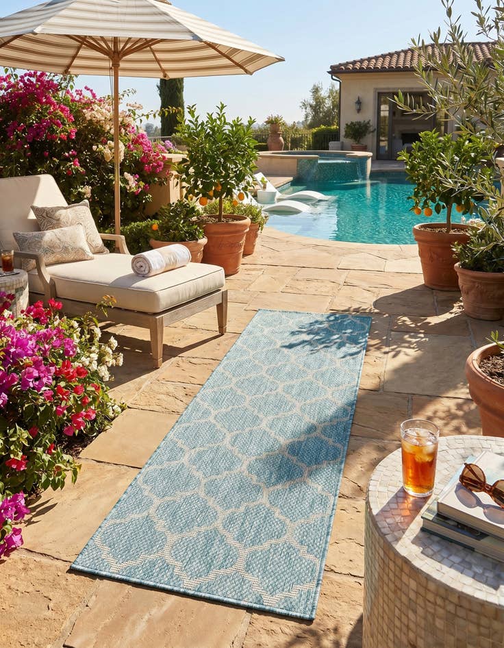 Detail image of 2' x 6' Easy-Clean Trellis Indoor / Outdoor Runner Rug