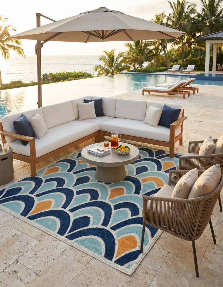 Detail image of 7' 10 x 10' Easy-Clean Belize Indoor / Outdoor Rug
