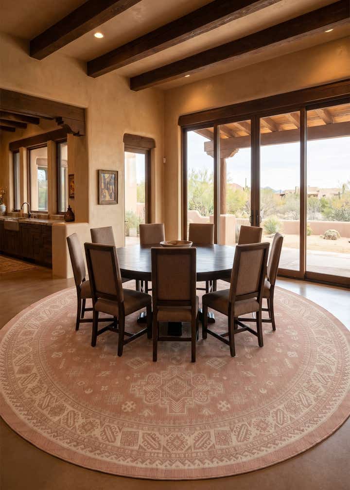 13' x 13' Easy-Clean Aztec Indoor / Outdoor Round Rug