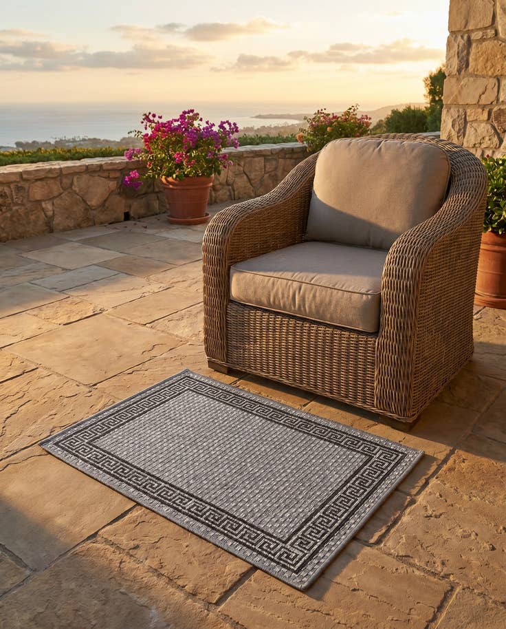 Detail image of 2' 2 x 3' Easy-Clean Border Indoor / Outdoor Rug