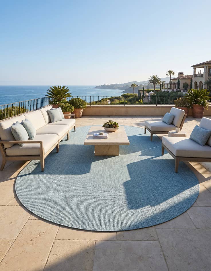 Detail image of 7' 10 x 10' Easy-Clean Solid Indoor / Outdoor Oval Rug