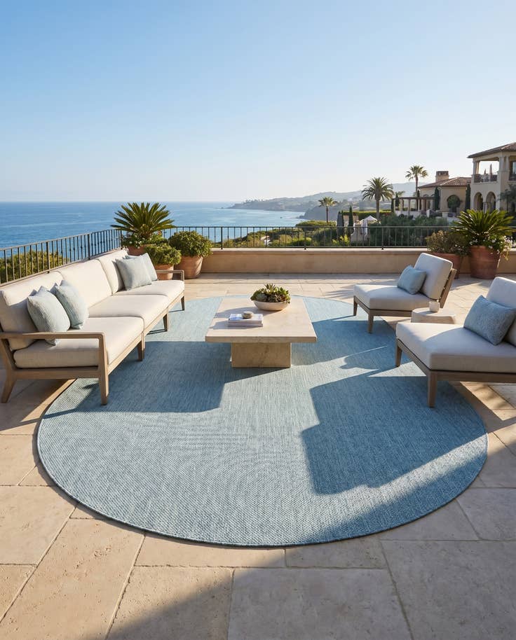 Detail image of 7' 10 x 10' Easy-Clean Solid Indoor / Outdoor Oval Rug