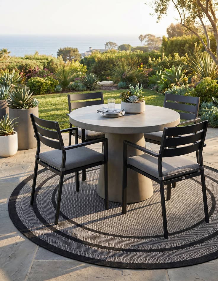 Detail image of 6' x 6' Easy-Clean Border Indoor / Outdoor Round Rug