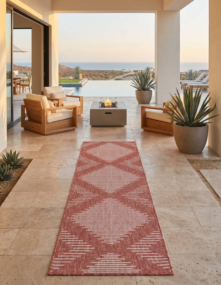 Detail image of 2' x 8' Easy-Clean Modern Indoor / Outdoor Runner Rug