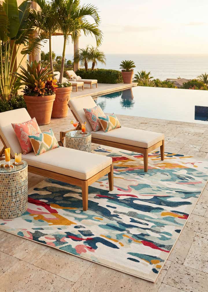 7' 10 x 10' Easy-Clean Casablanca Indoor / Outdoor Rug