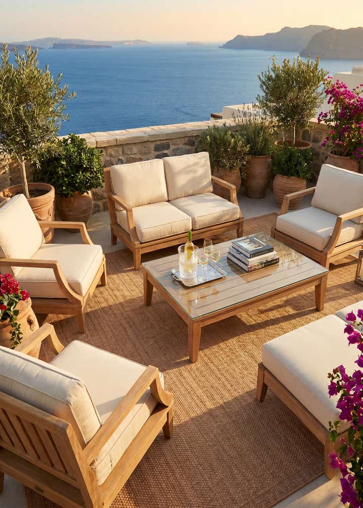 7' x 10' Easy-Clean Border Indoor / Outdoor Rug