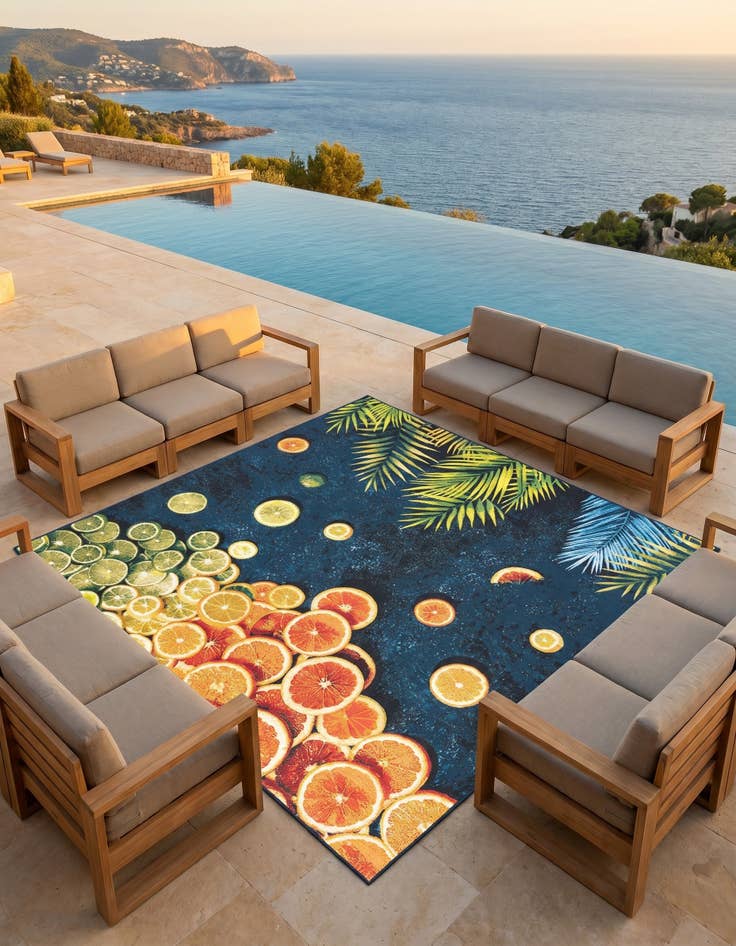 Detail image of 7' 10 x 7' 10 Easy-Clean Coastal Indoor / Outdoor Square Rug