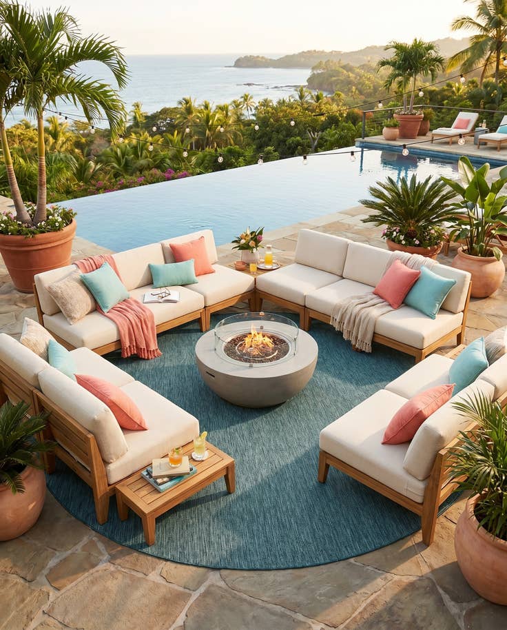 Detail image of 13' x 13' Easy-Clean Solid Indoor / Outdoor Round Rug