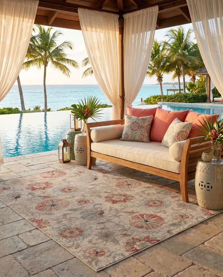 6' x 9' Easy-Clean Botanical Indoor / Outdoor Rug