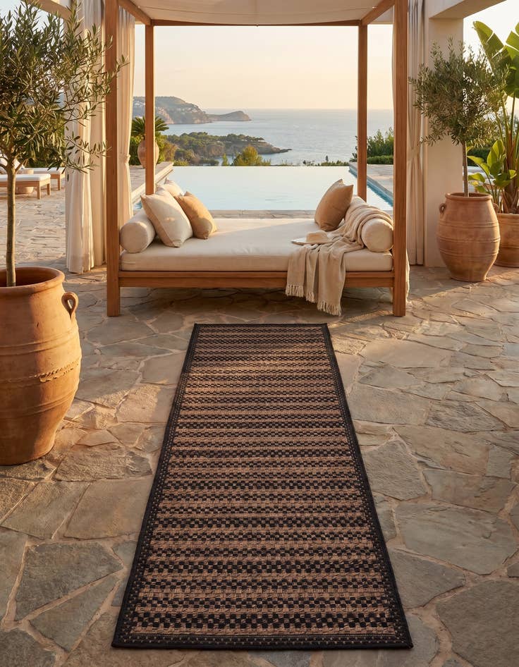 Detail image of 2' 2 x 6' Easy-Clean Border Indoor / Outdoor Runner Rug