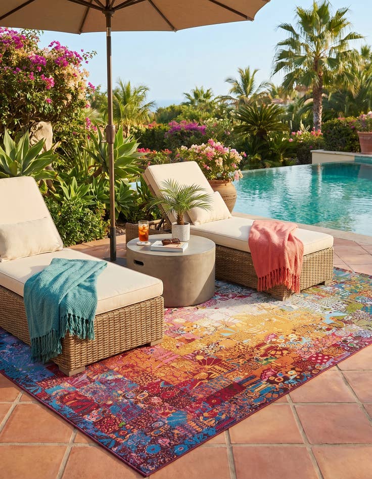 Detail image of 9' x 12' Easy-Clean Modern Indoor / Outdoor Rug