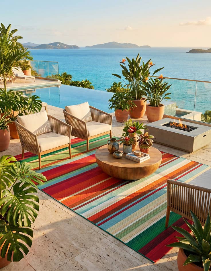 Detail image of 7' 10 x 10' Easy-Clean Modern Indoor / Outdoor Rug