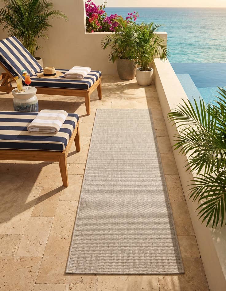 Detail image of 2' x 6' Easy-Clean Solid Indoor / Outdoor Runner Rug