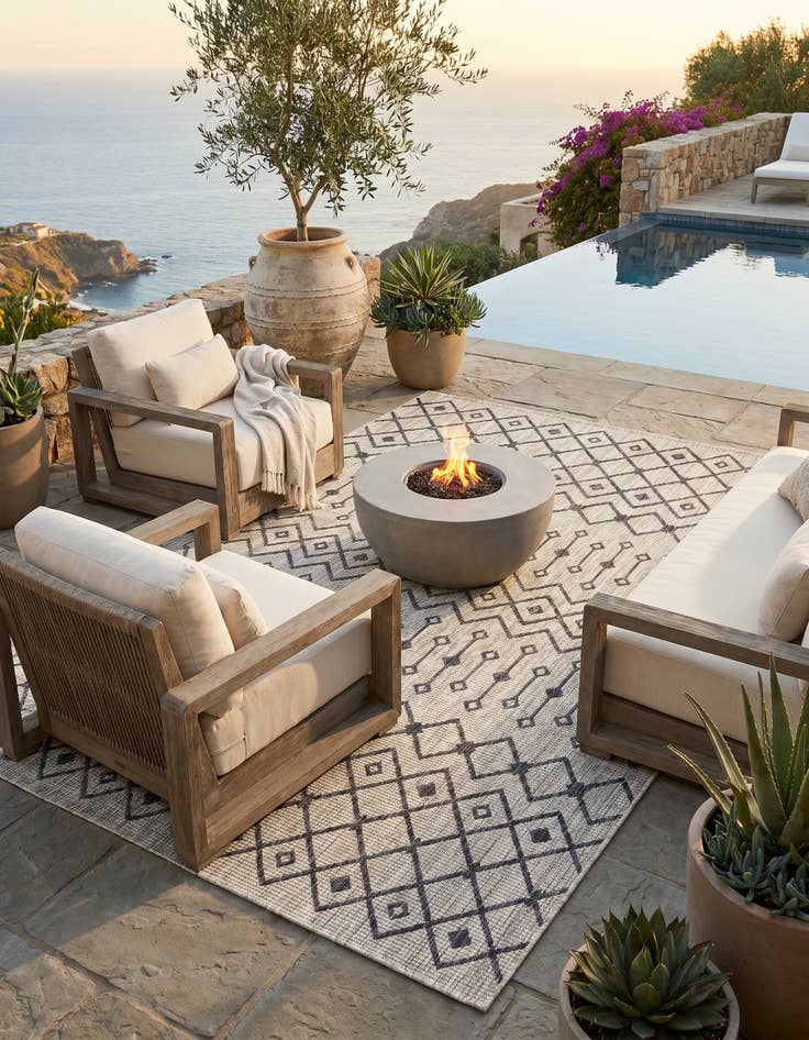 Detail image of 6' x 9' Easy-Clean Lattice Indoor / Outdoor Rug