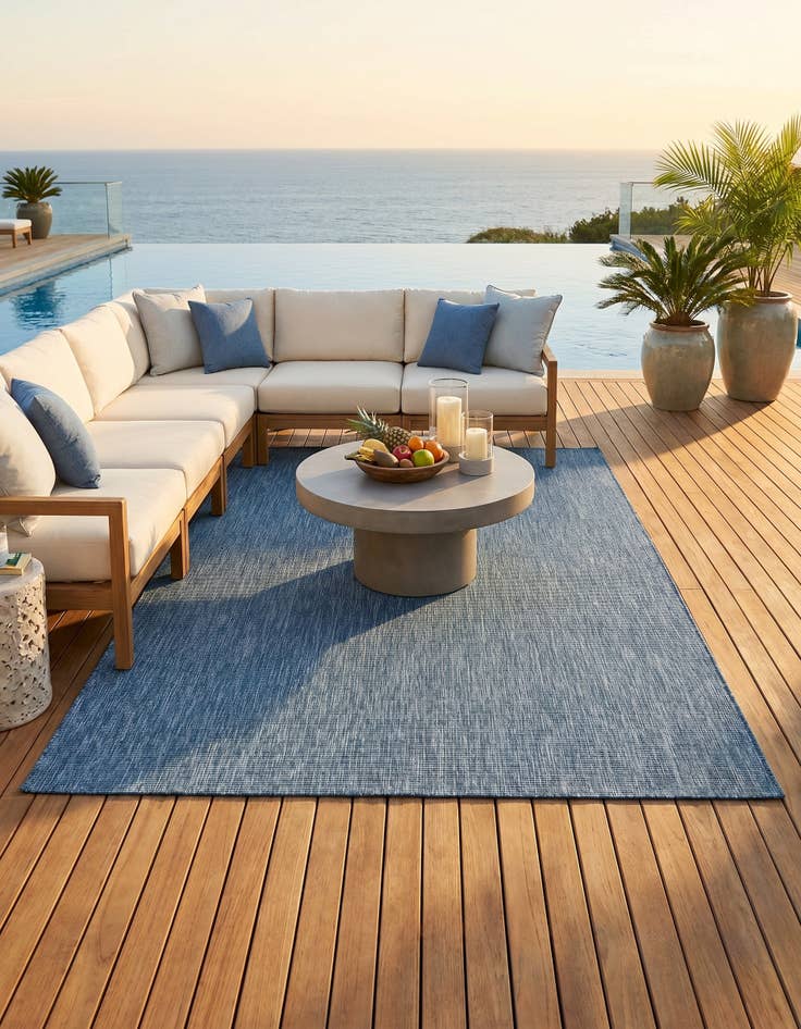 Detail image of 7' 10 x 10' Easy-Clean Solid Indoor / Outdoor Rug
