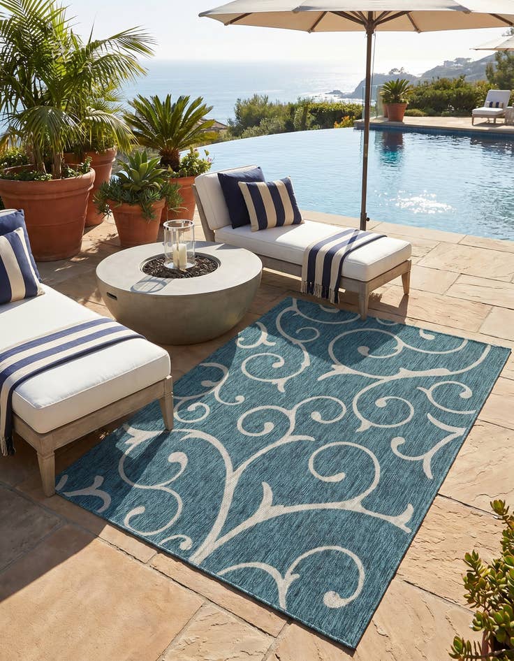 Detail image of 5' 3 x 8' Easy-Clean Botanical Indoor / Outdoor Rug