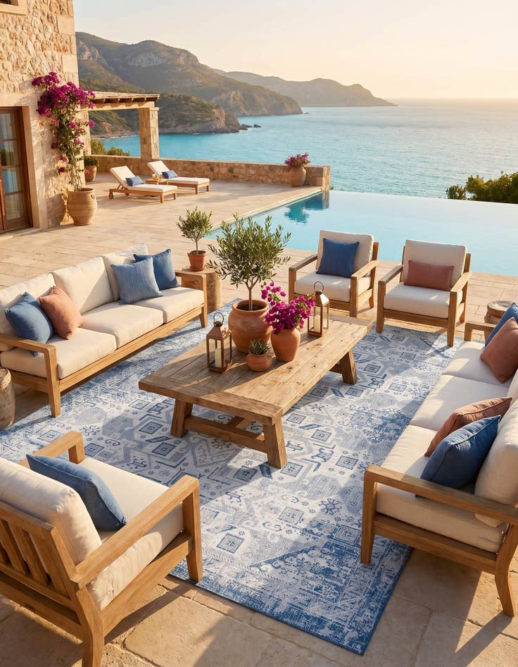 Detail image of 10' x 14' Easy-Clean Aztec Indoor / Outdoor Rug