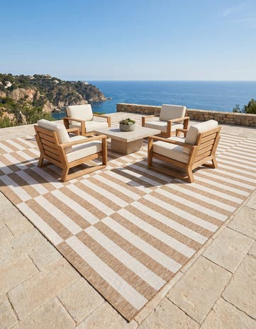 Taupe Easy-Clean Ribbon Indoor / Outdoor Square Rug
