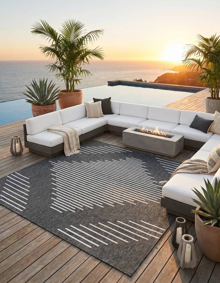 Detail image of 13' x 13' Easy-Clean Modern Indoor / Outdoor Square Rug