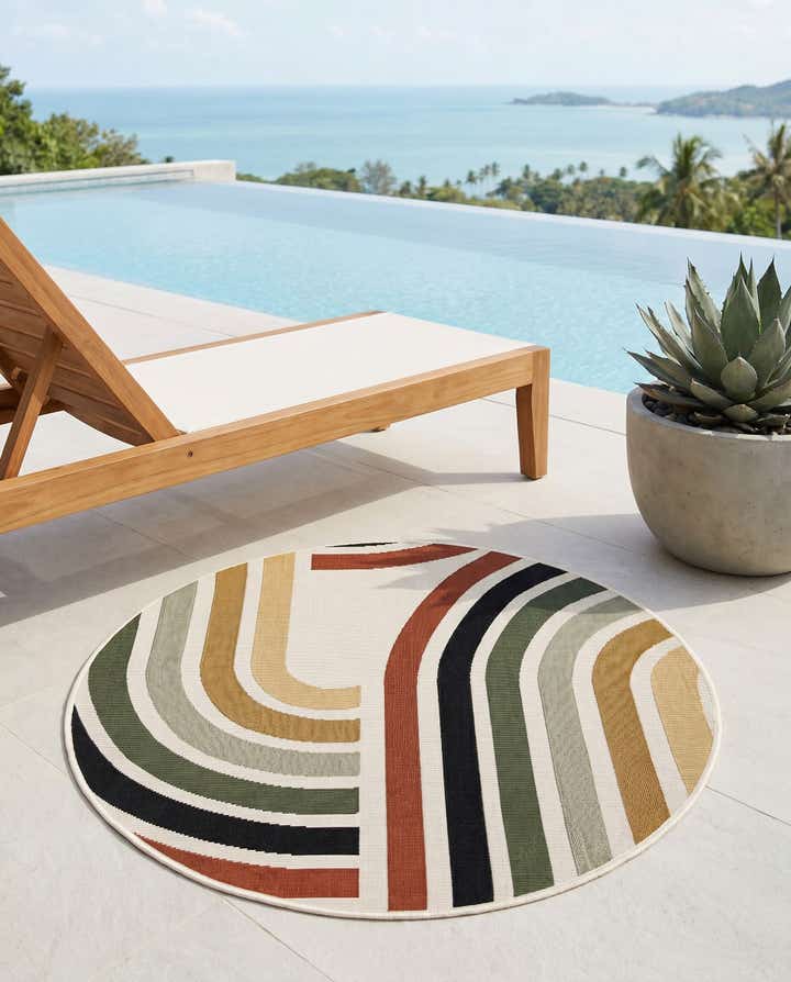 3' x 3' Easy-Clean Modern Indoor / Outdoor Round Rug