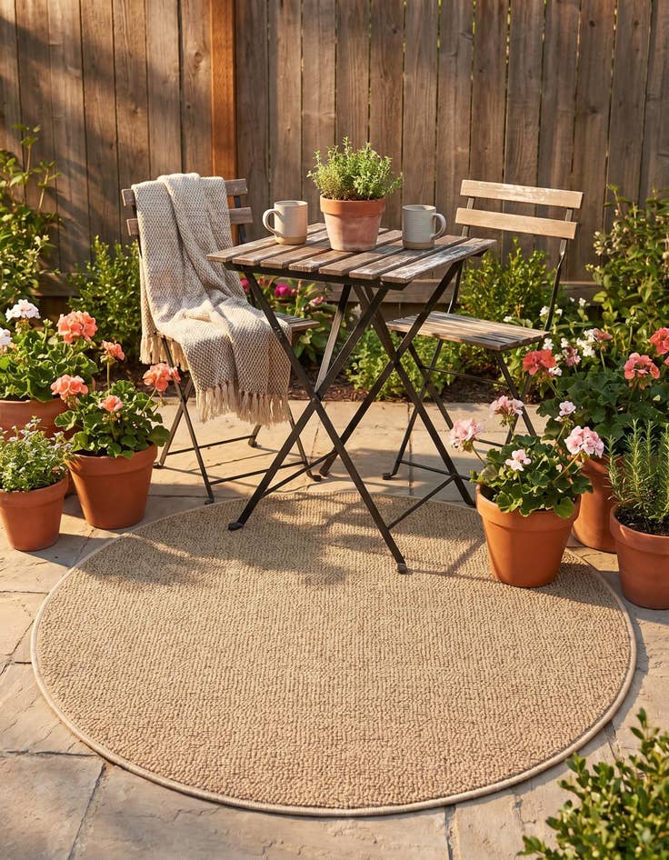 Detail image of 3' 1 x 3' 1 Easy-Clean Solid Indoor / Outdoor Round Rug