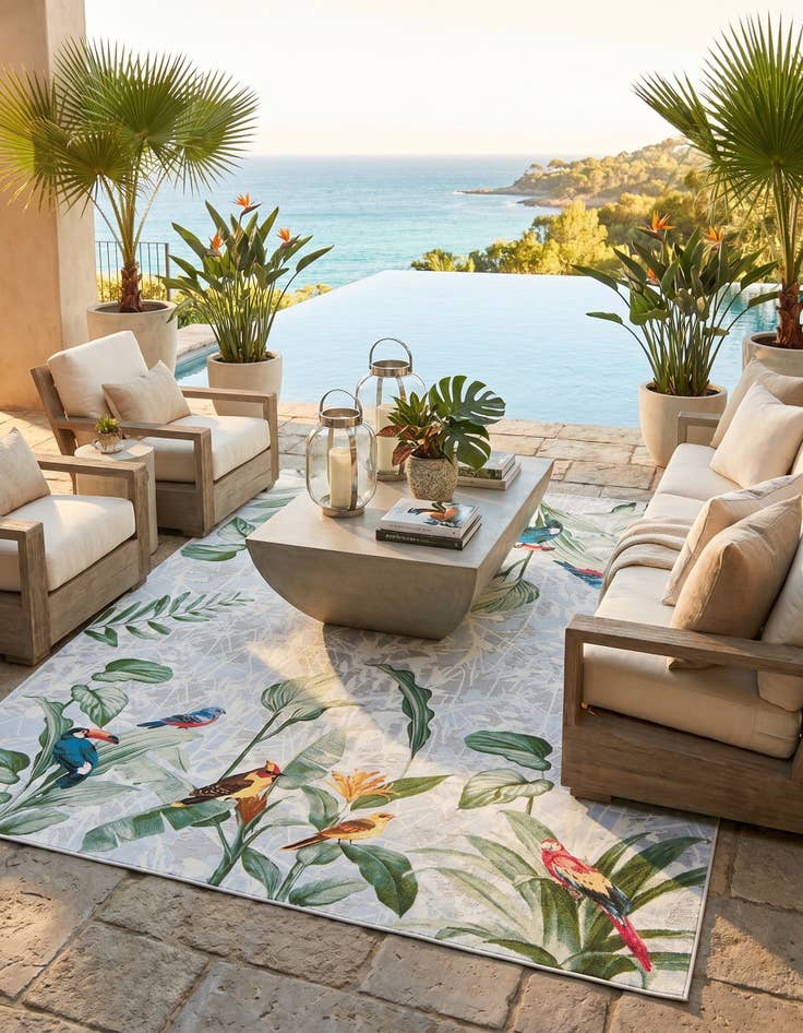 Detail image of 10' x 12' Easy-Clean Botanical Indoor / Outdoor Rug