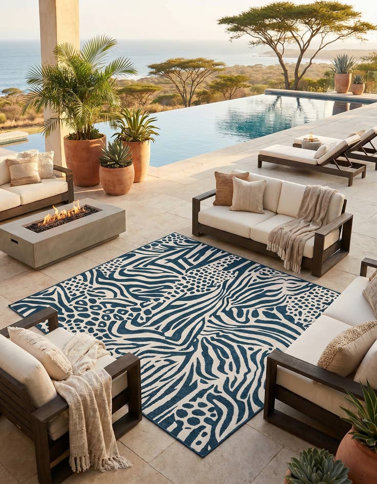 Detail image of 7' 10 x 7' 10 Easy-Clean Safari Indoor / Outdoor Square Rug